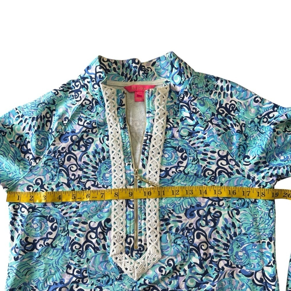 Lilly Pulitzer Janie Popover in Light Aqua Spritz Quarter Zip Size M Coastal - Picture 10 of 12